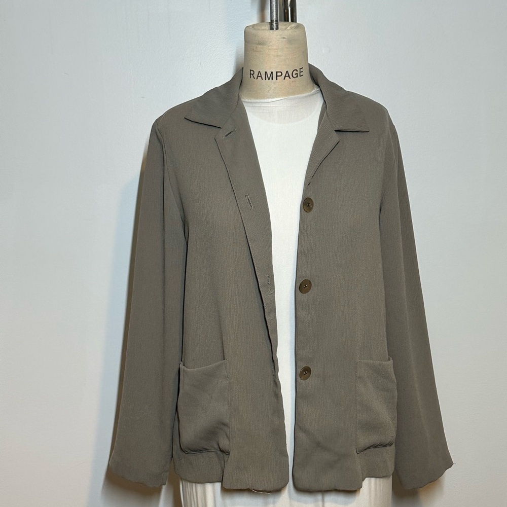Vintage Light Green Crepe Women's  Blazer